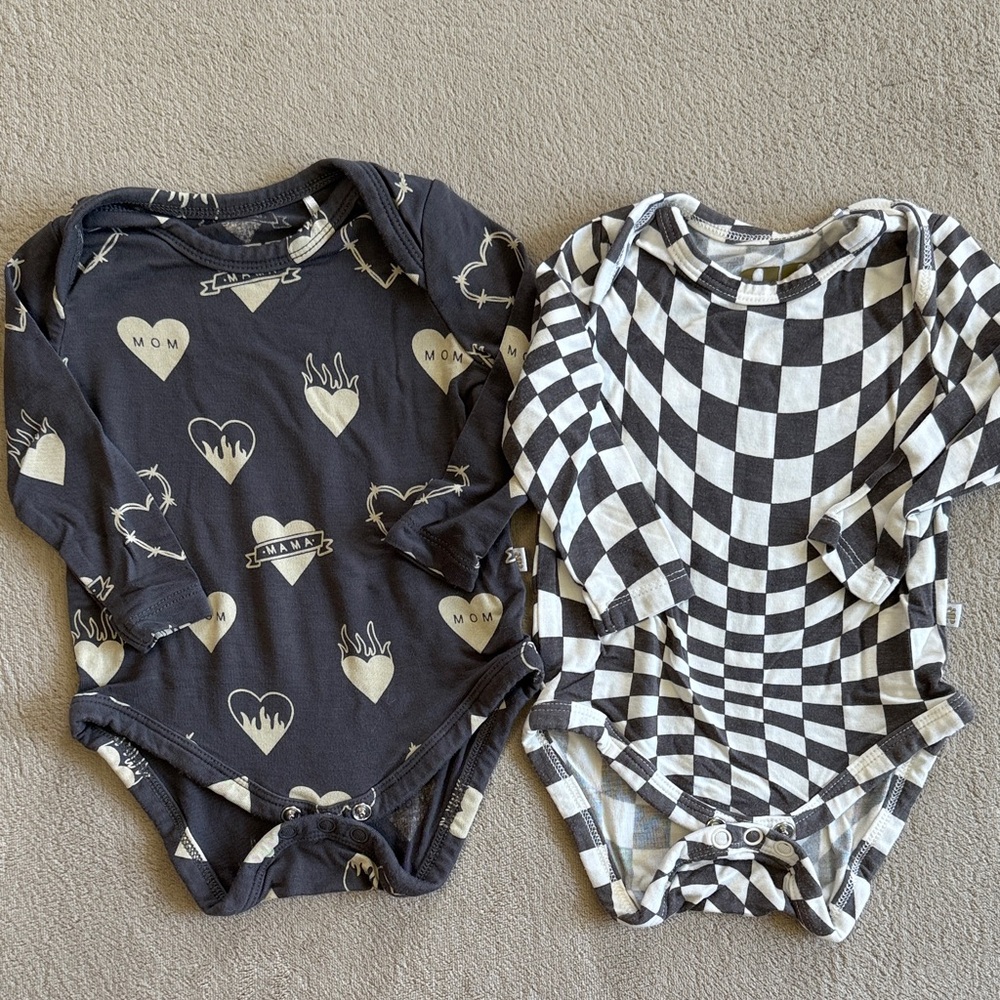 Brixton Phoenix Bamboo Charcoal and White Baby One Pieces